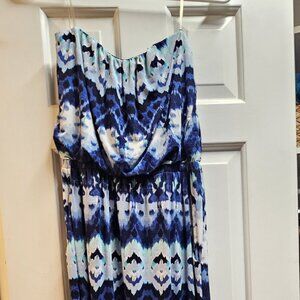 Size M strapless blue multicolor dress